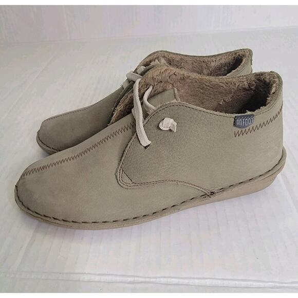 OnFoot On Foot Safari Chukka Shoe Bootie Fleece Lined Size 37 US 6 Spain Green - Picture 1 of 9
